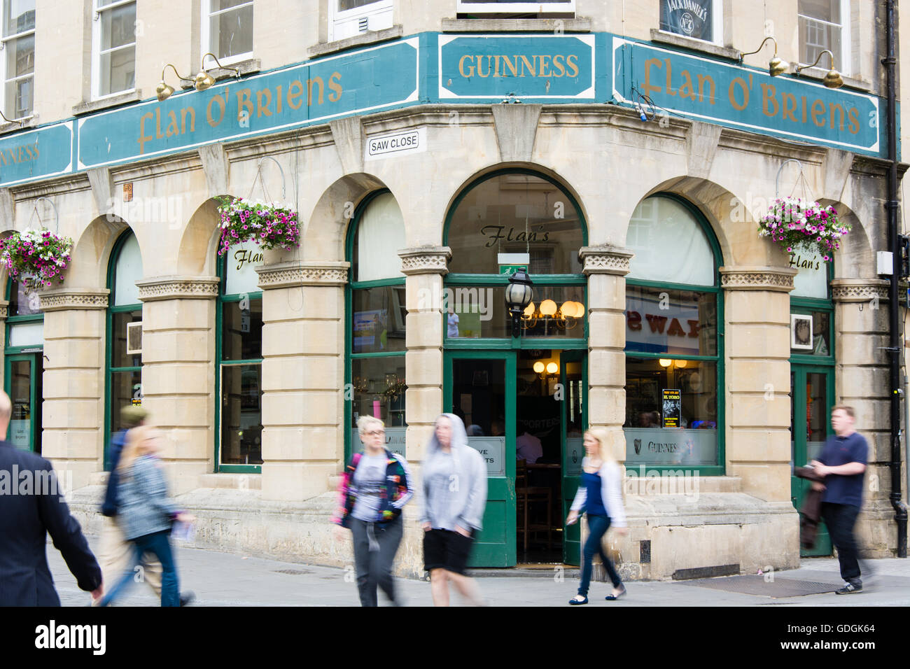Flan O'Briens Public House. Pub on Westgate Street in the UNESCO World Heritage City of Bath, in Somerset, England Stock Photo