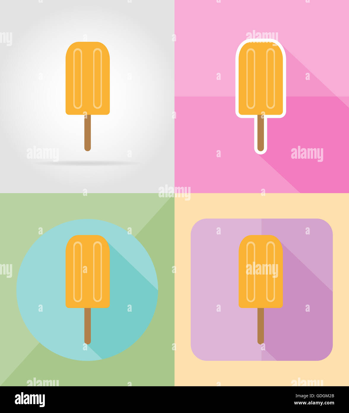 Melting ice cream icon flat hi-res stock photography and images - Alamy