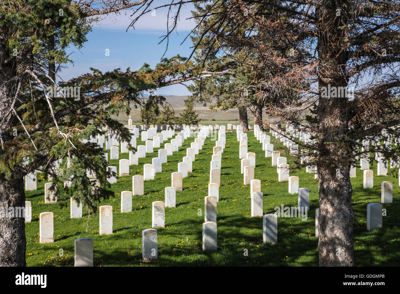 US Military cemetery at Little Bighorn Montana US Stock Photo Alamy