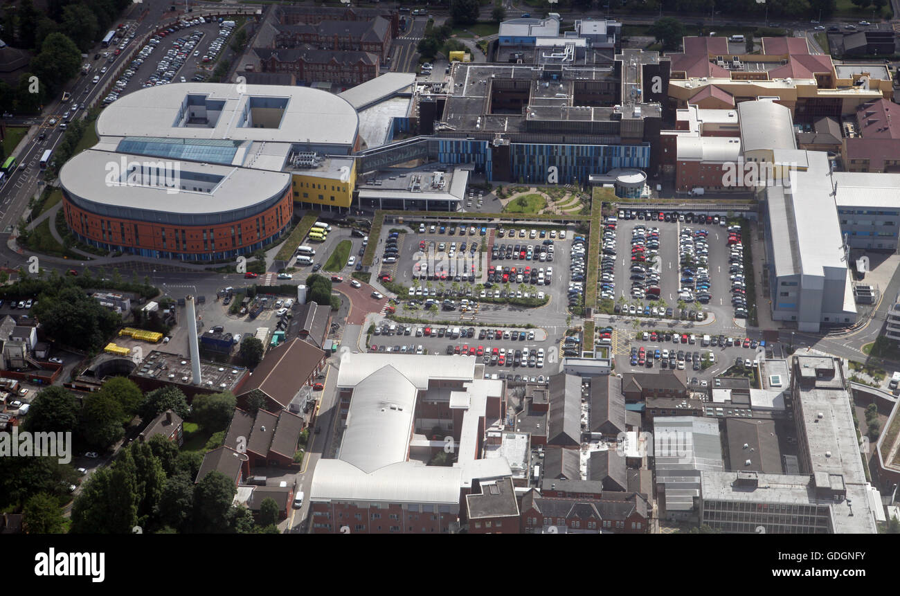 aerial view of Good Hope Hospital, Salford Royal NHS Foundation Trust, Eccles, Manchester, UK Stock Photo
