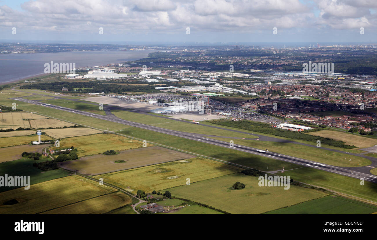 aerial view of Liverpool John Lennon Airport, UK Stock Photo