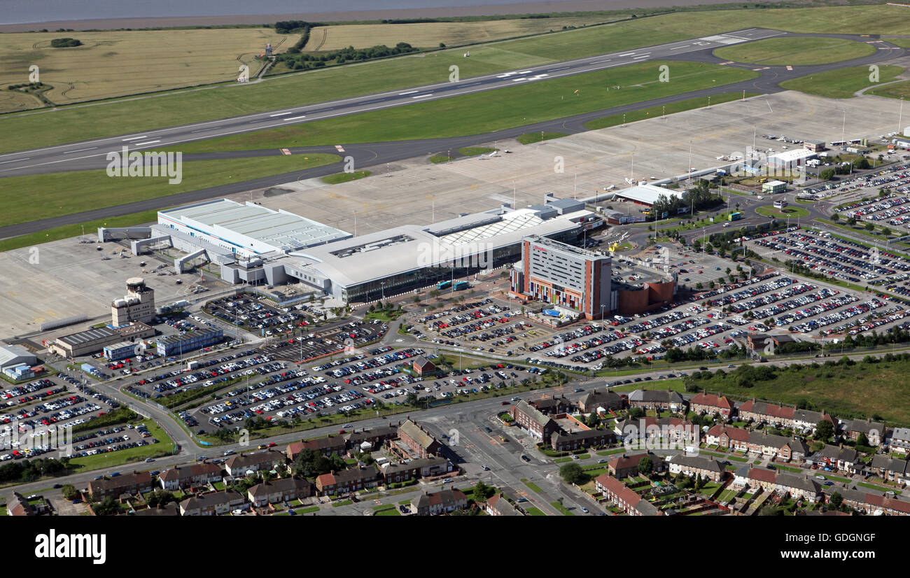 aerial view of Liverpool John Lennon Airport, UK Stock Photo