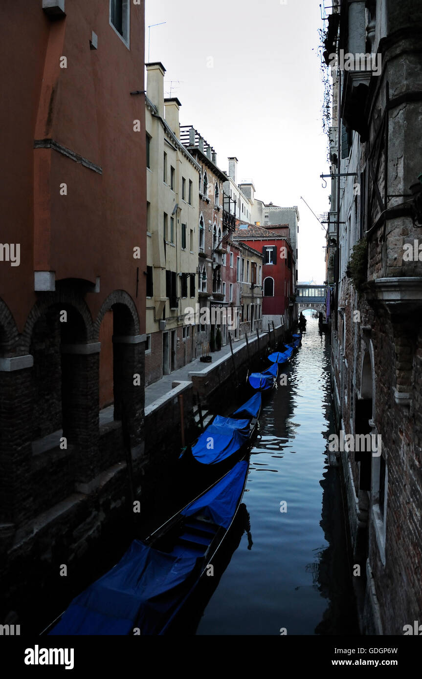 Blue gondolas in Venice Stock Photo - Alamy