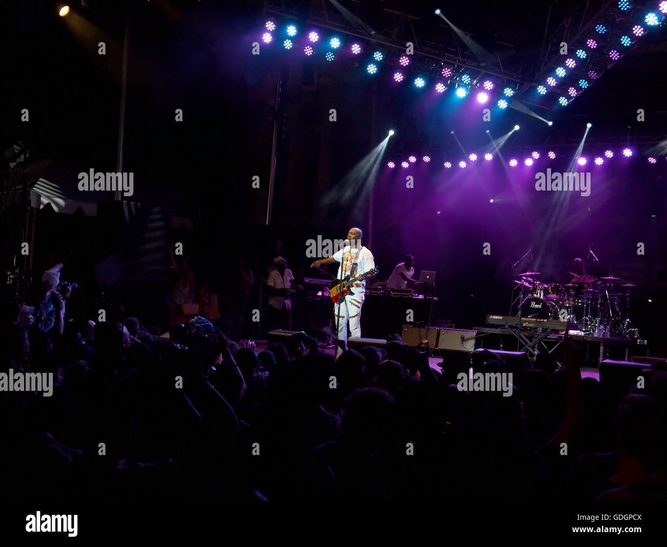 Wyclef Jean on stage performing at the Artscape music and arts festival in Baltimore, MD on July 15, 2016. Stock Photo