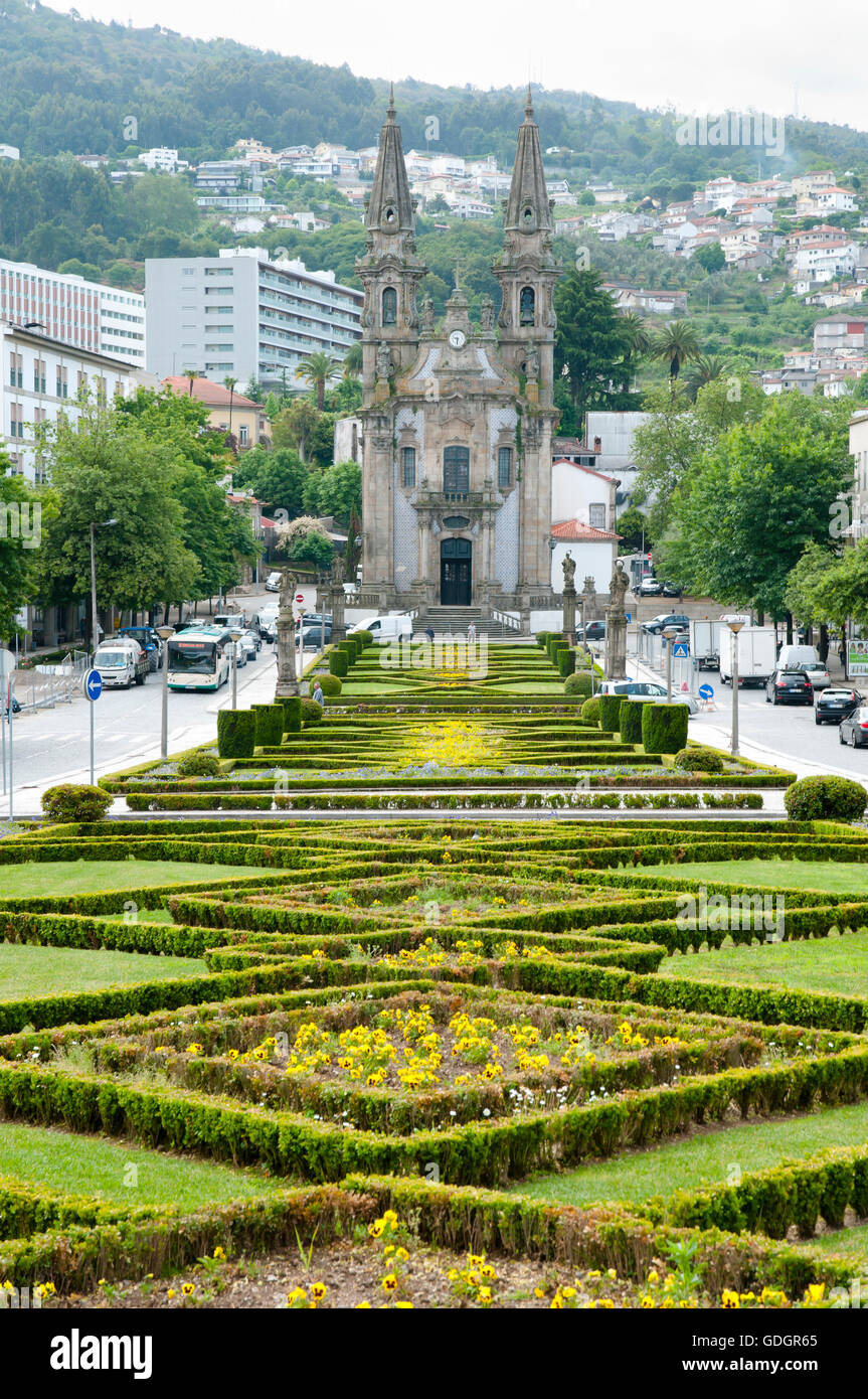 Garden of Largo Republica do Brasil - Guimaraes - Portugal Stock Photo