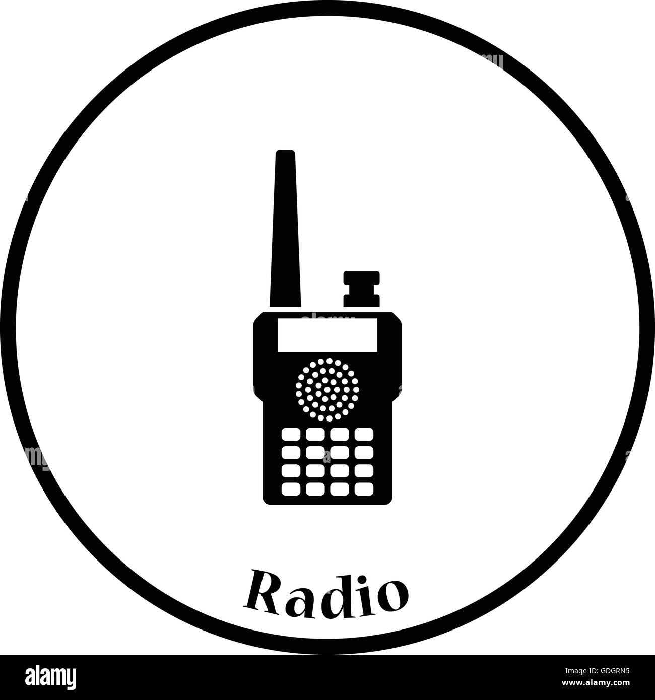 Portable radio icon. Thin circle design. Vector illustration Stock
