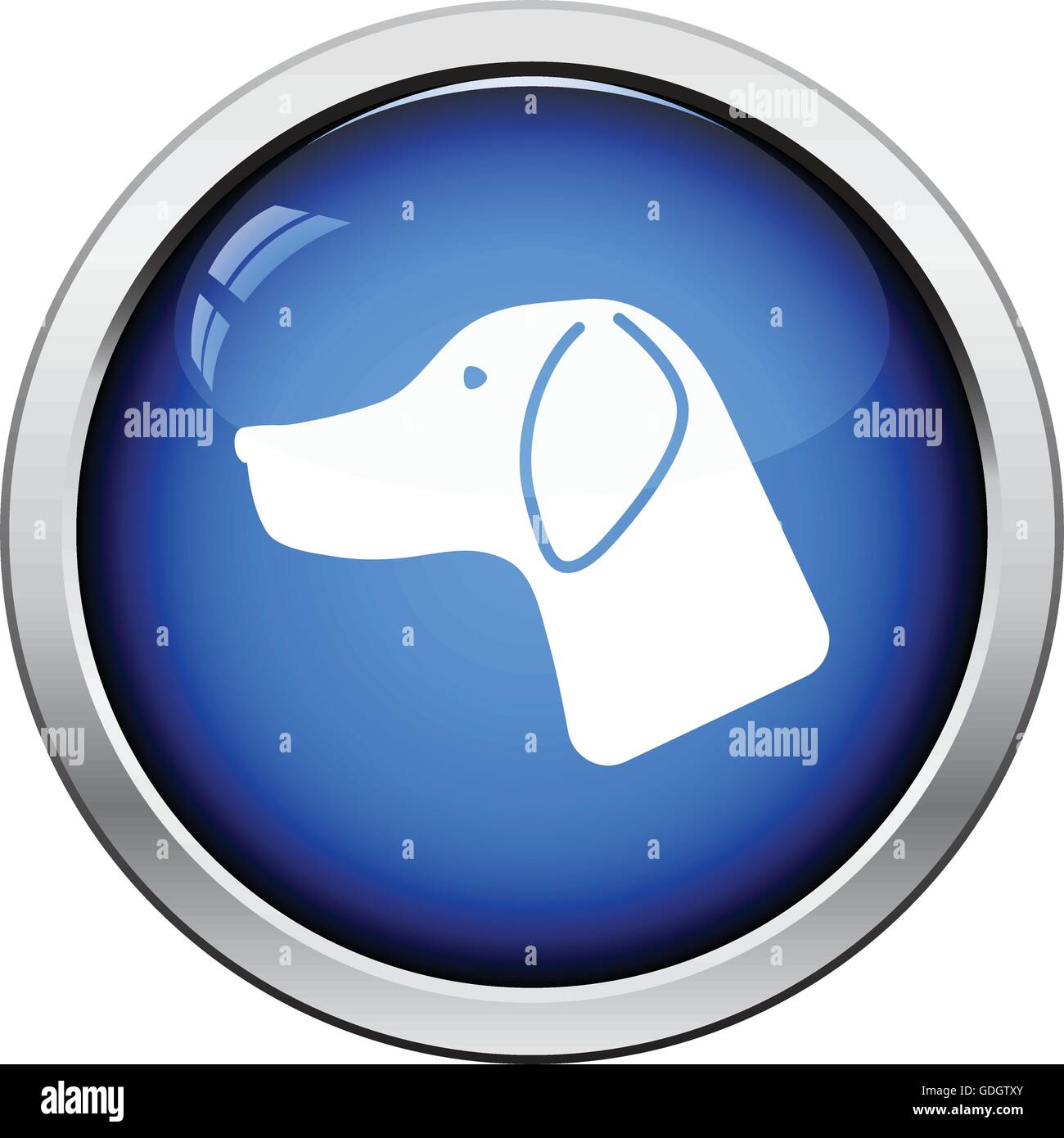 Hunting dog had icon. Glossy button design. Vector illustration Stock ...