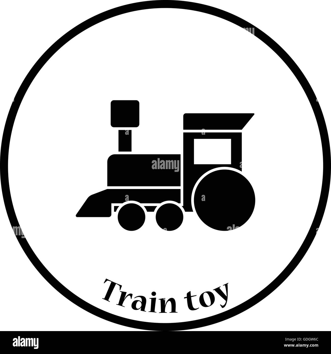 Train toy icon. Thin circle design. Vector illustration. Stock Vector