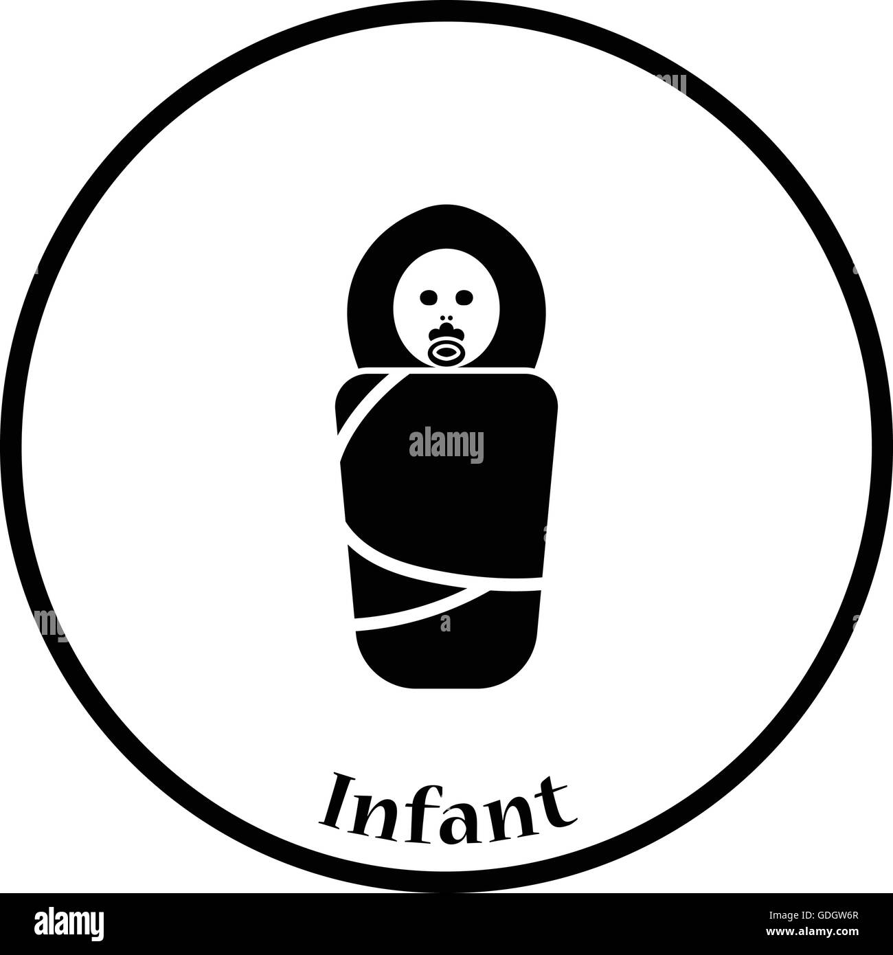 Wrapped infant icon. Thin circle design. Vector illustration. Stock Vector