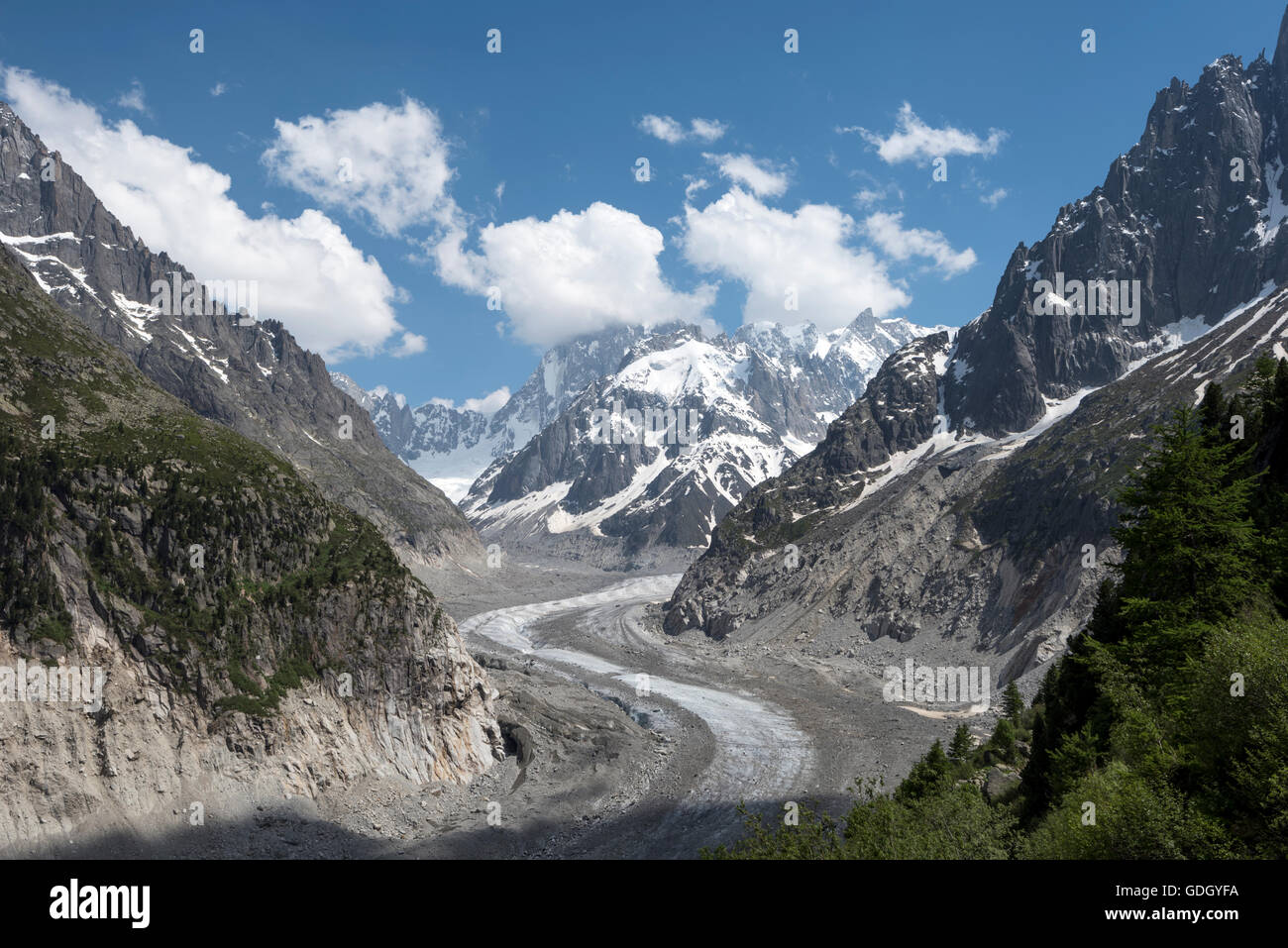 Mer De Glace Glacier - Mont Blanc massif Stock Photo