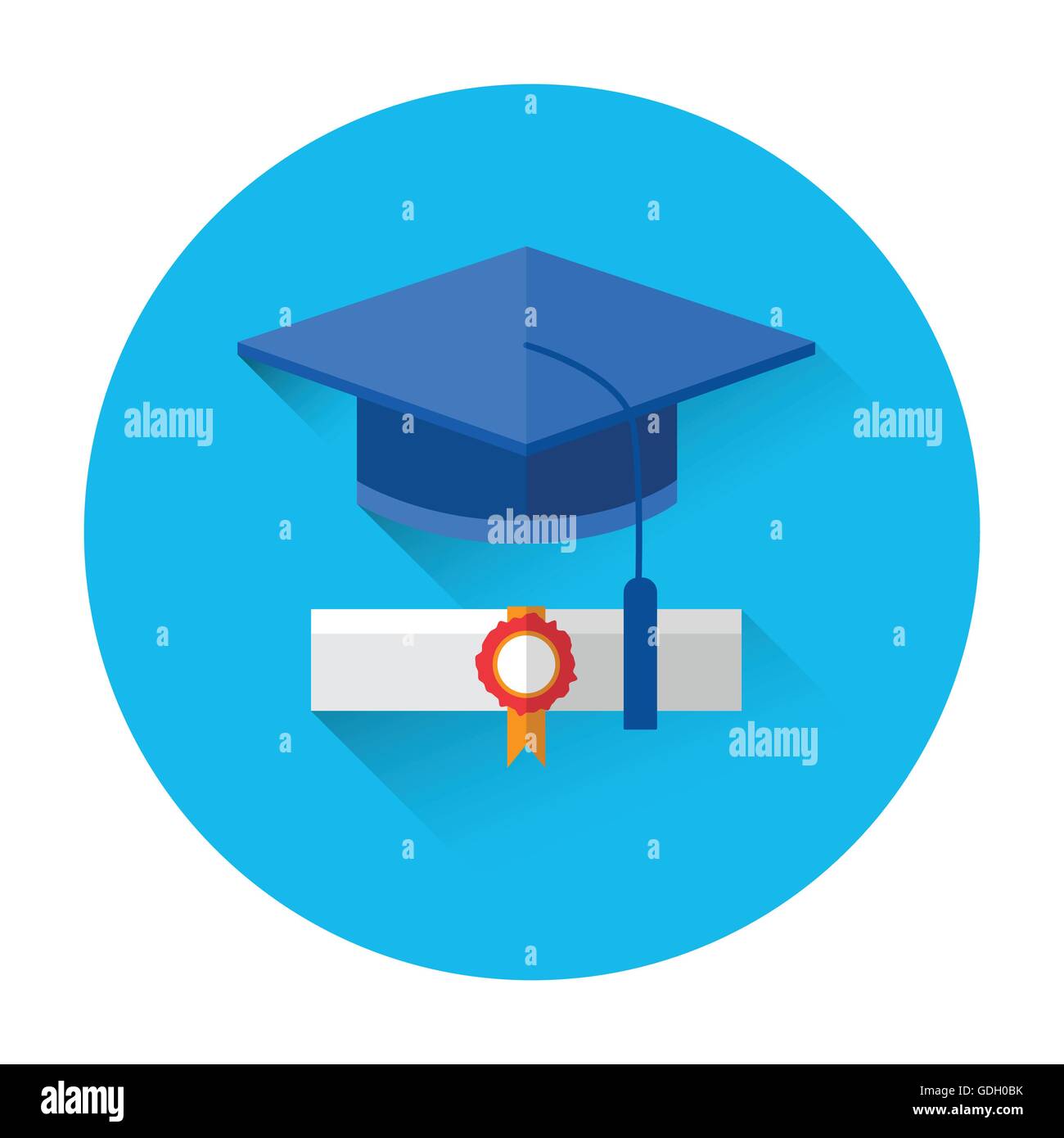 Graduation Cap With Diploma Scroll Colorful Icon Stock Vector Image ...