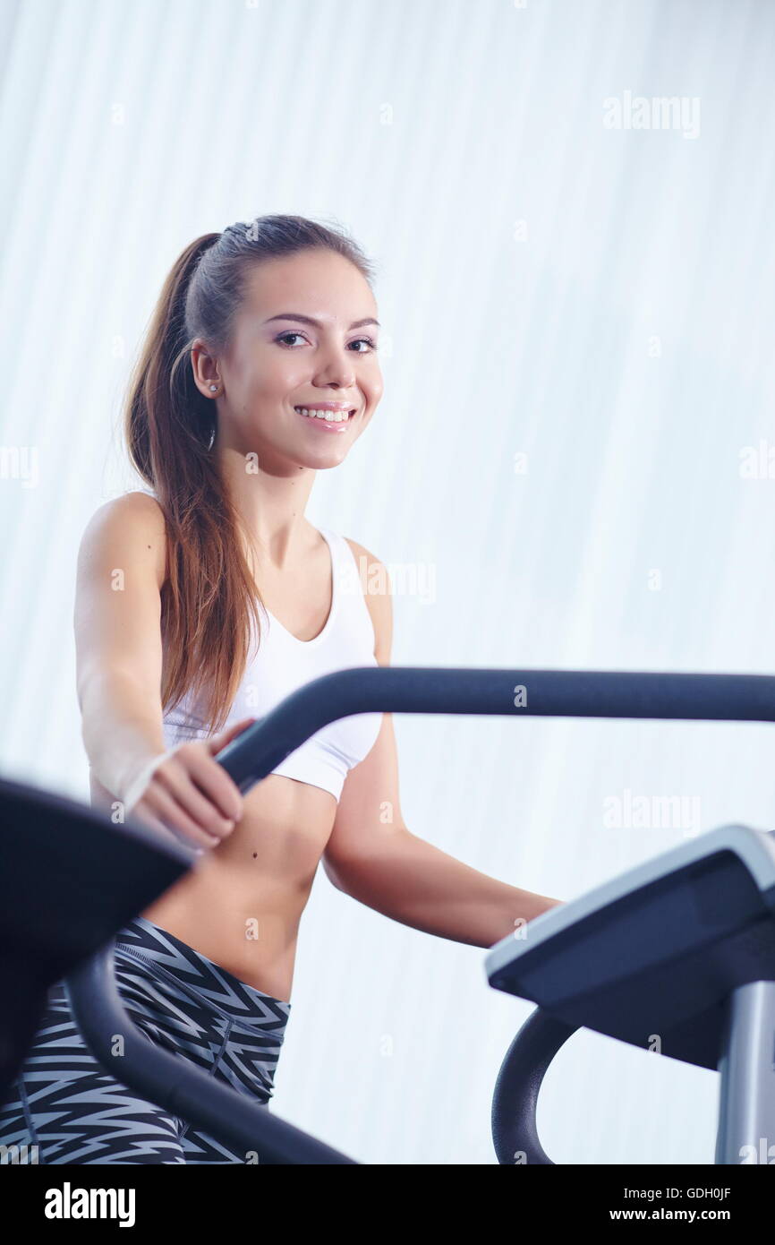pretty girl training at the gym Stock Photo Alamy