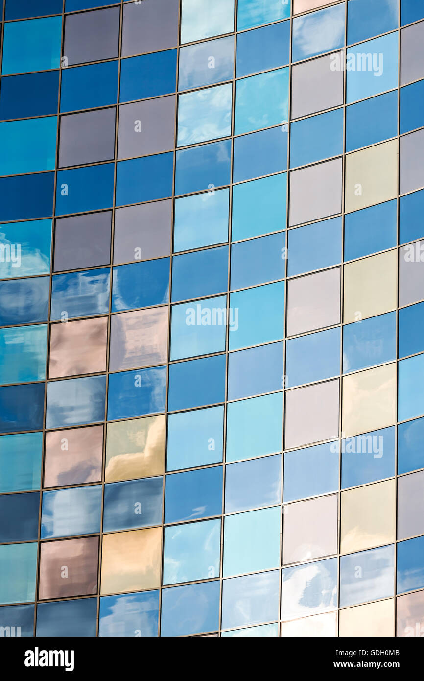 Abstract texture of blue glass modern building skyscraper Stock Photo