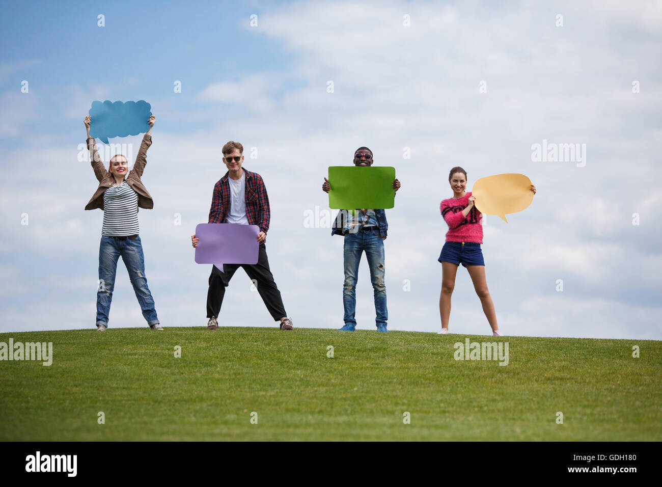 Friends hanging out, enjoying picnic - Stock Image - F020/2364 - Science  Photo Library