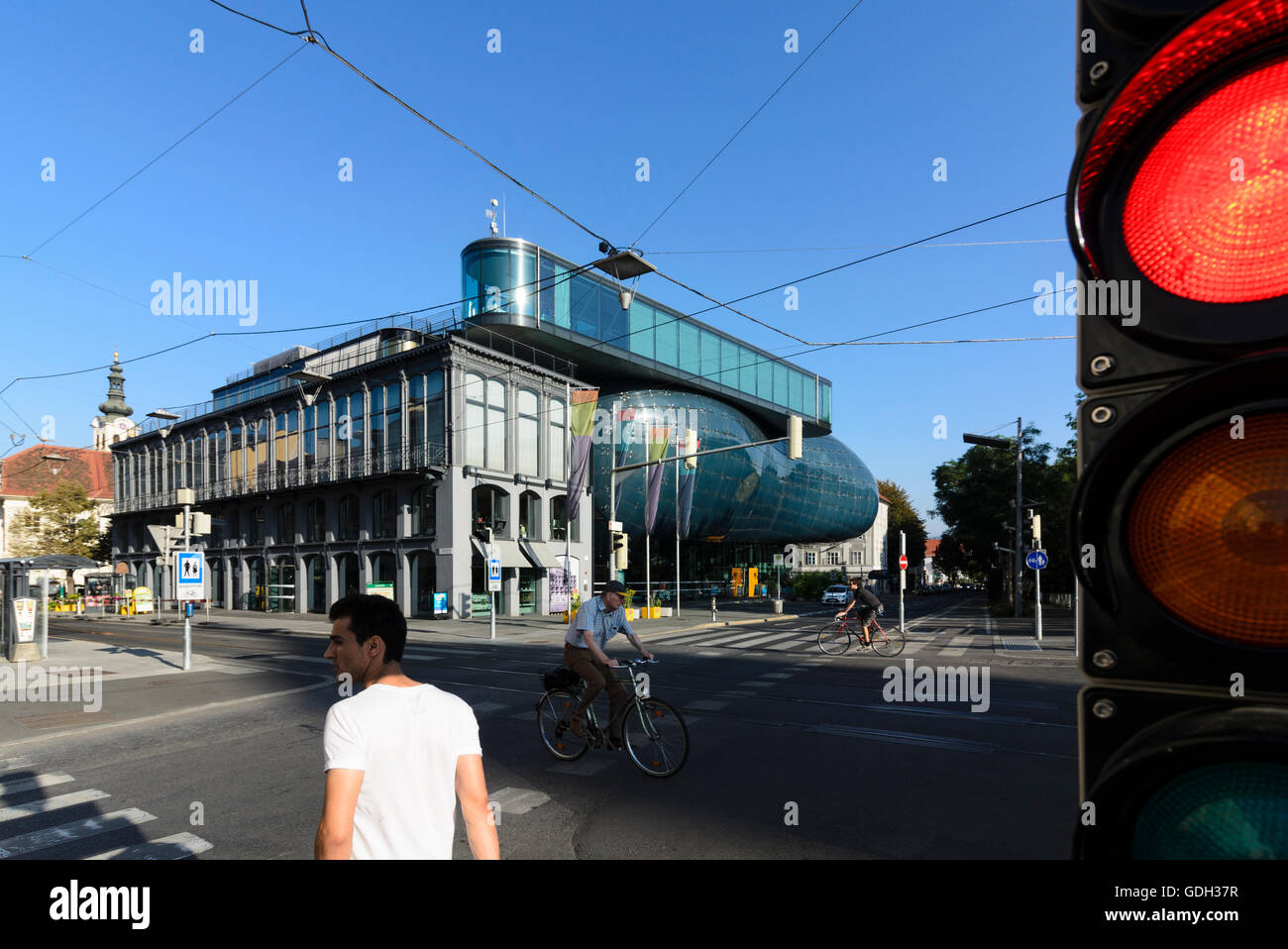 Iron House Left And Kunsthaus Graz Art Museum High Resolution Stock