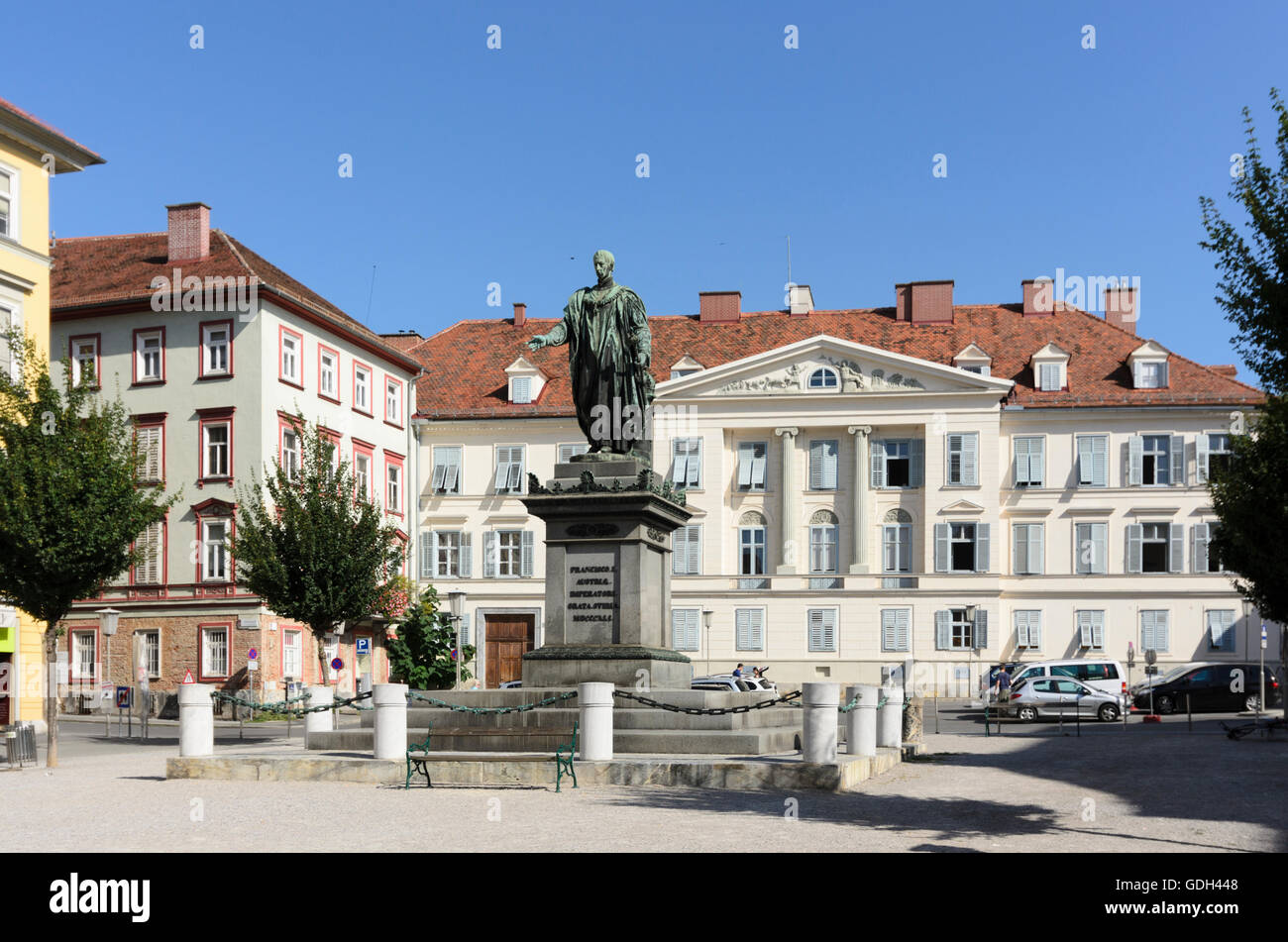 Graz: Freedom Square with personality monument of Emperor Franz I., Austria, Steiermark, Styria, Region Graz Stock Photo