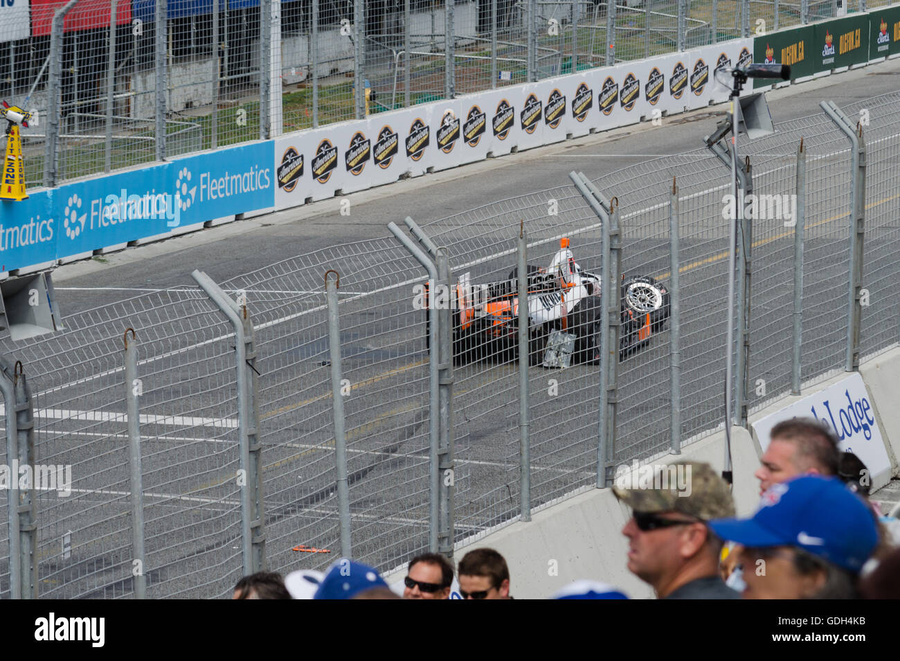 Juan Pablo Montoya Crashed  at Honda Indy Toronto 2016 Stock Photo