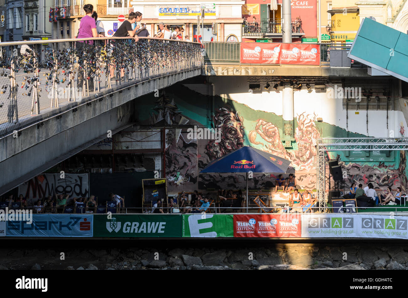 Graz: City Beach at river Mur, Austria, Steiermark, Styria, Region Graz Stock Photo