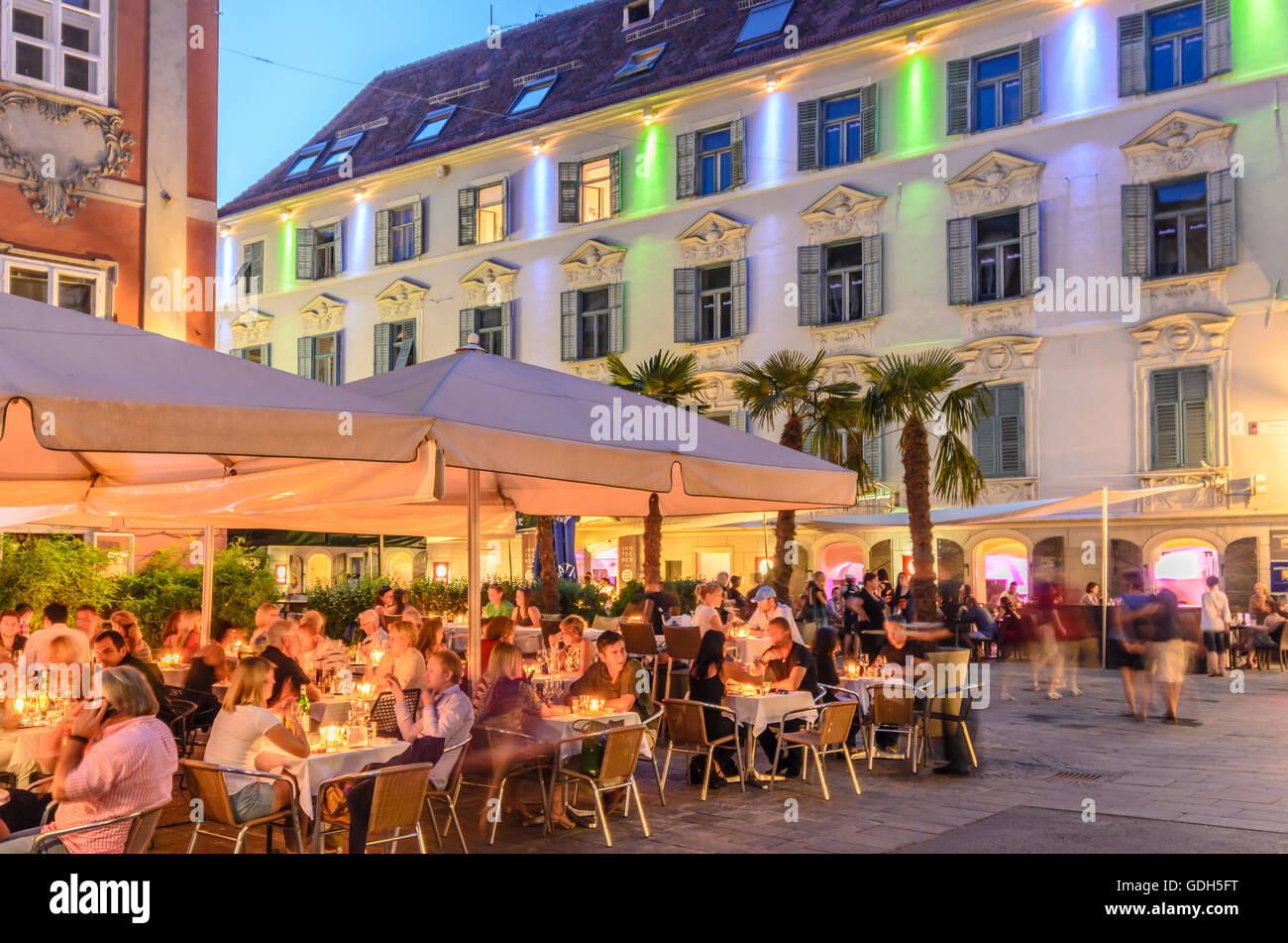 Graz: Palais Inzaghi on Mehlplatz with Restaurant, Austria, Steiermark, Styria, Region Graz Stock Photo