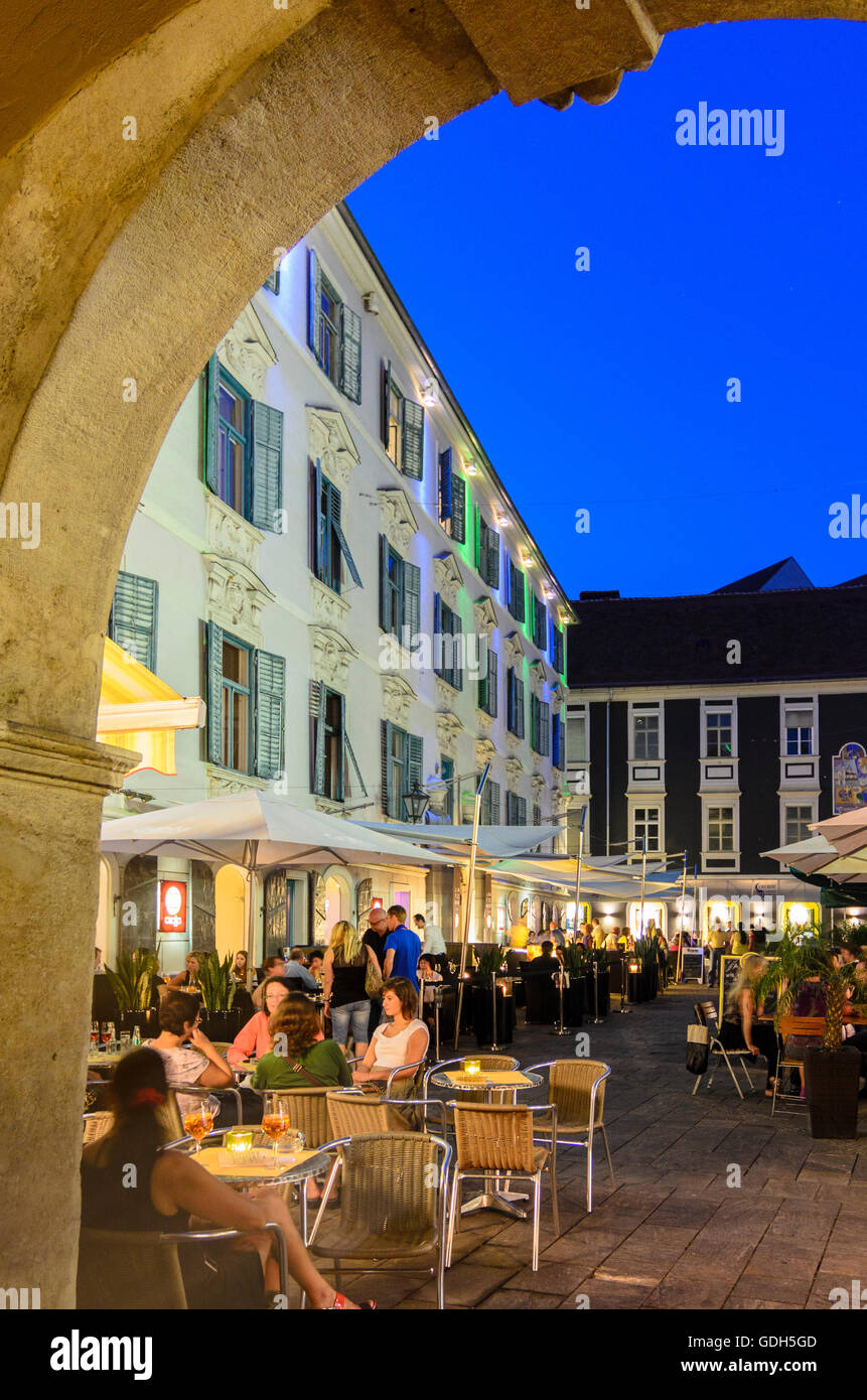 Graz: square Mehlplatz, Palais Inzaghi, restaurant, Austria, Steiermark, Styria, Region Graz Stock Photo