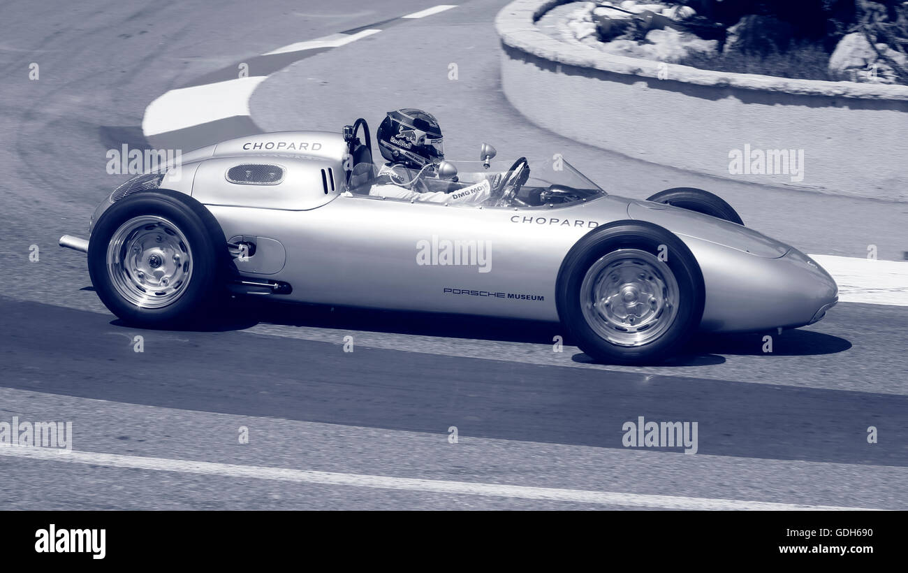 Porsche 718 Formula 1 racing cars, 10th Grand Prix Monaco Historique 2016, Monte Carlo, Monaco Stock Photo