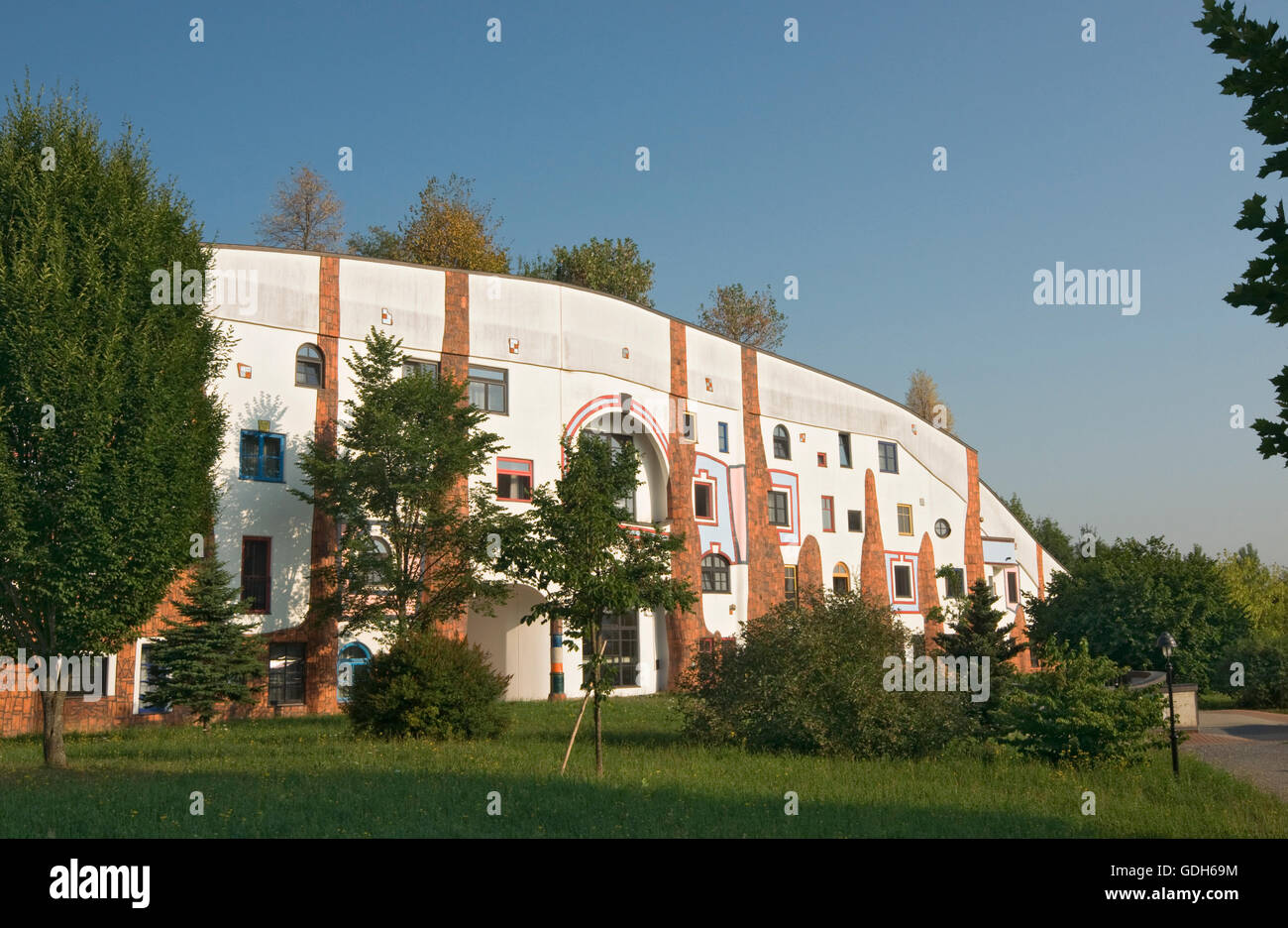 Ziegelhaus, Brick House of the Rogner Bad Blumau hotel complex, designed by architect Friedensreich Hundertwasser Stock Photo