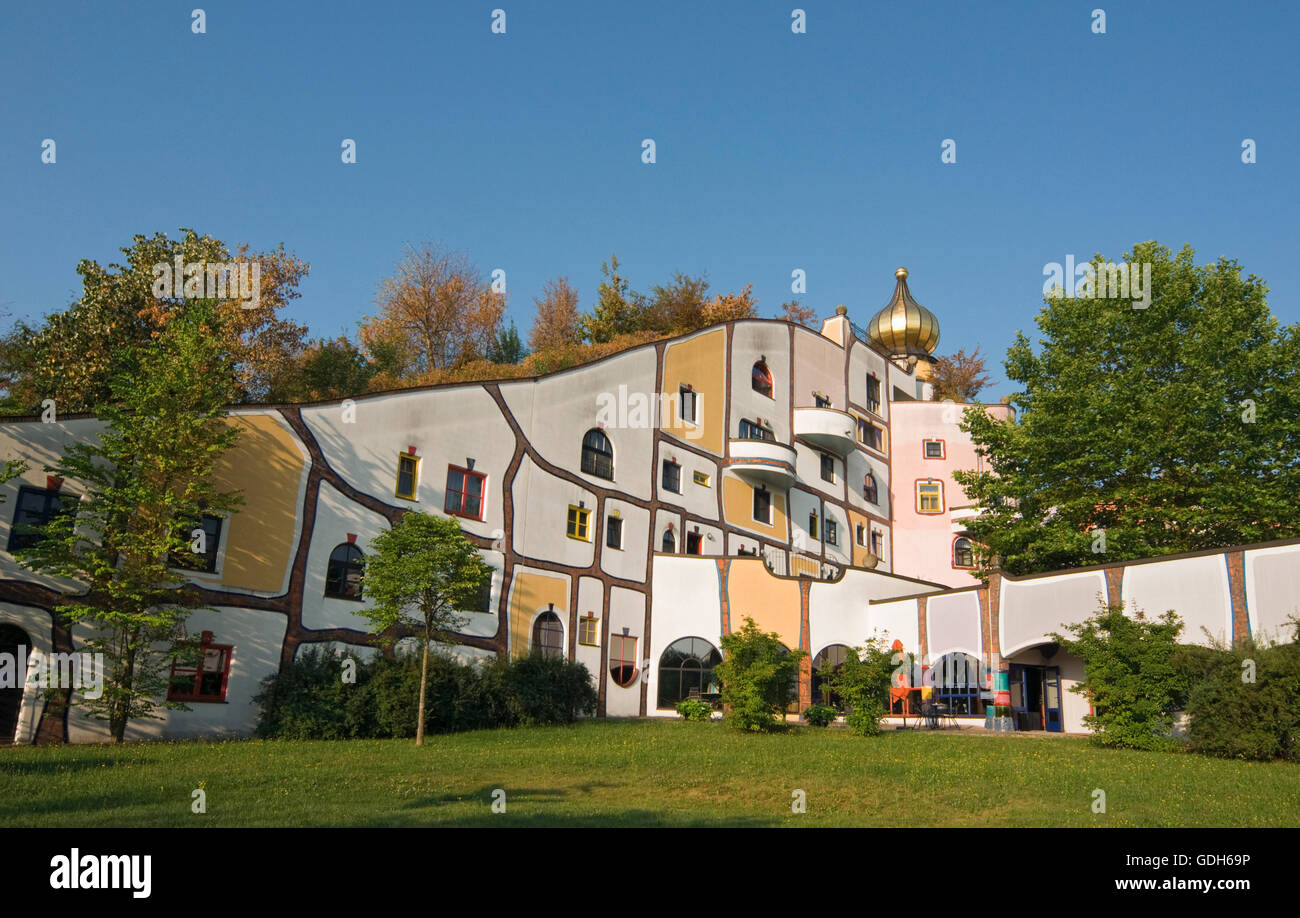 Stammhaus, Main House of the Rogner Bad Blumau hotel complex, designed by architect Friedensreich Hundertwasser Stock Photo