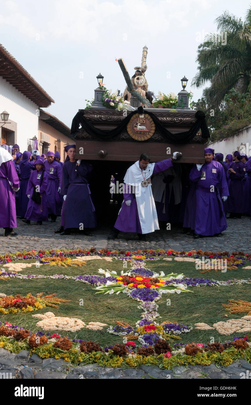 Holy Week Procession, Antigua, Guatemala, Central America Stock Photo