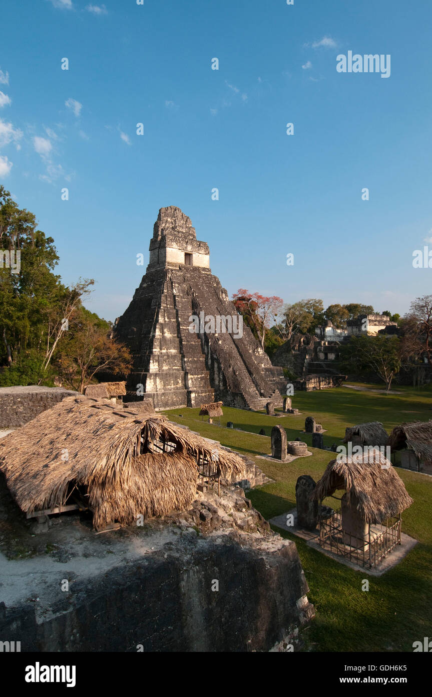 Temple I, also known as Temple of the Giant Jaguar, Tikal, archaeological site of the Maya civilization, Guatemala Stock Photo