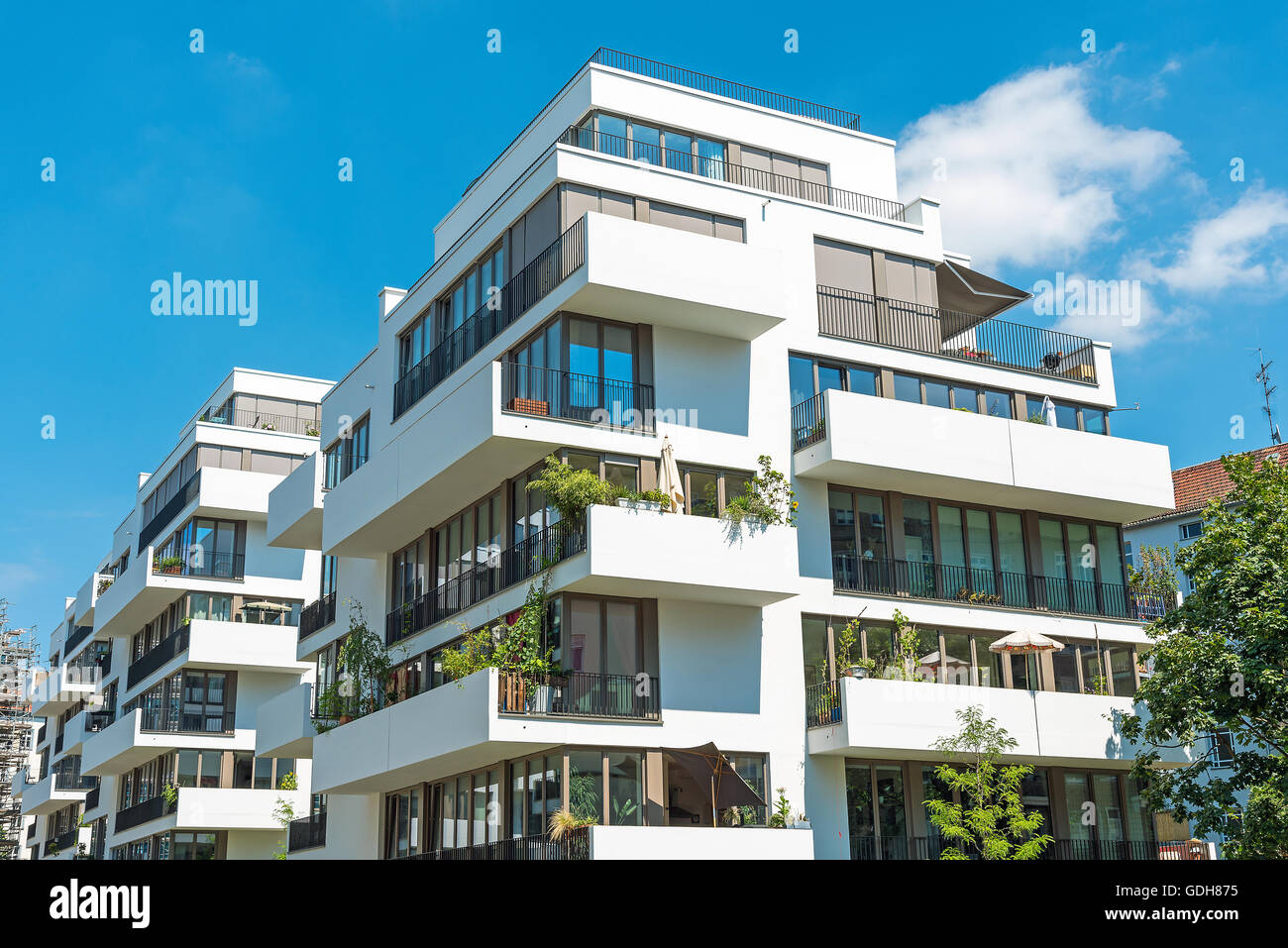 White modern apartment house seen in Berlin, Germany Stock Photo - Alamy