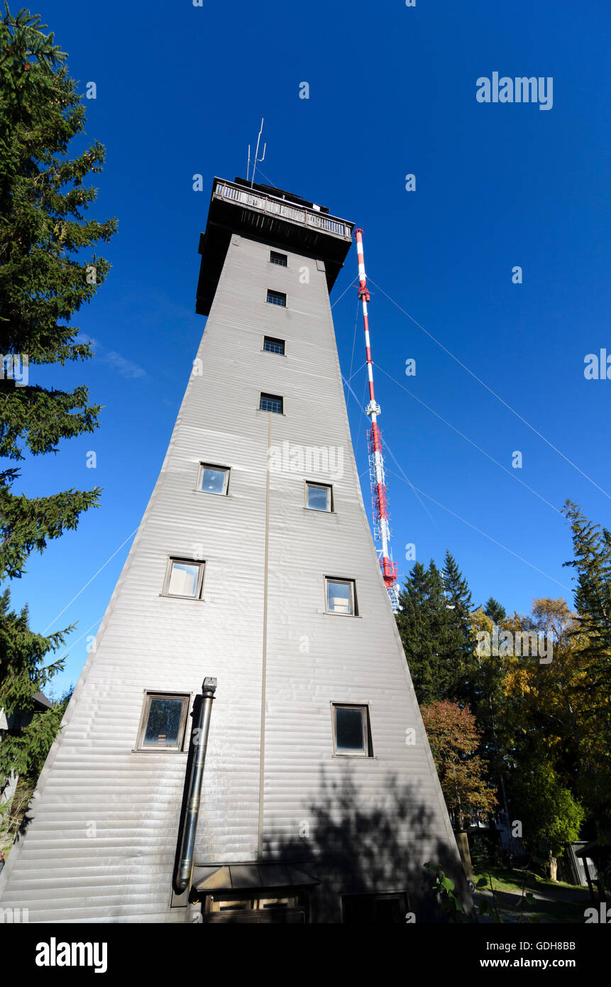 Naturpark Jauerling–Wachau: mount Jauerling with lookout tower and a transmitter for FM , radio and TV, Austria, Niederösterreic Stock Photo
