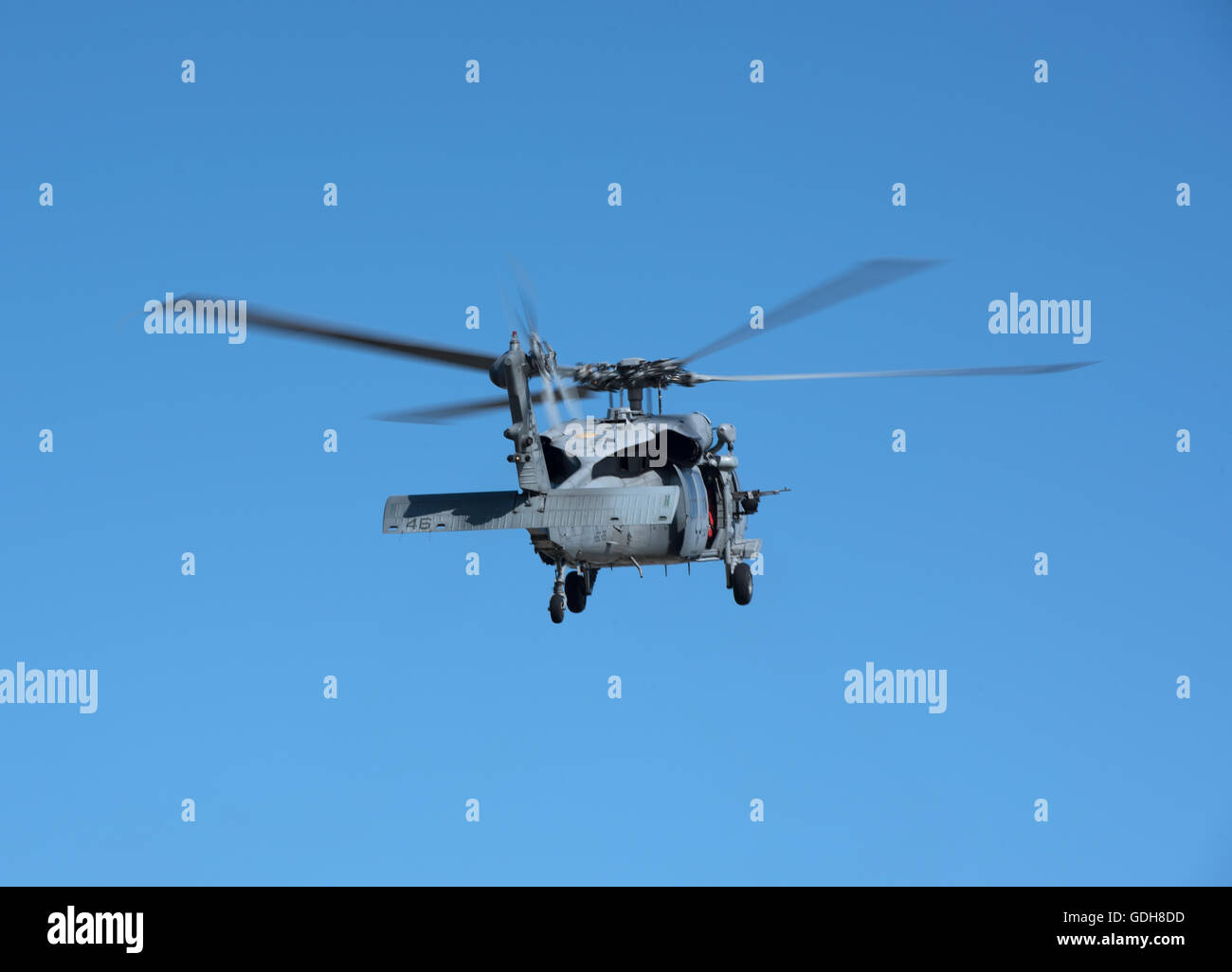 USN Sikorsky MH-60S Seahawk (Knighthawk) 167872-BR-33 (HSC-28 – Helicopter Sea Combat Squadron ‘Dragon Whales'  SCO 10,737. Stock Photo