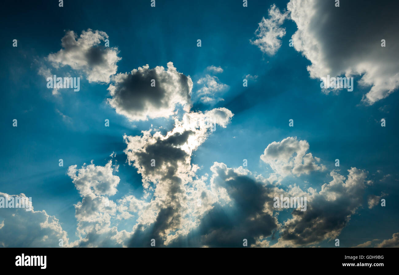 Clouds and sun rays Stock Photo