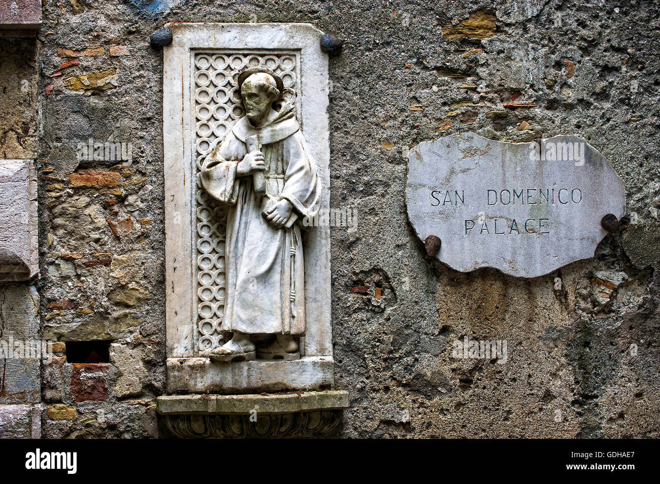 Italy Sicily Taormina -Portal of Ex Saint Dominic Convent now Hotel San Domenico Stock Photo
