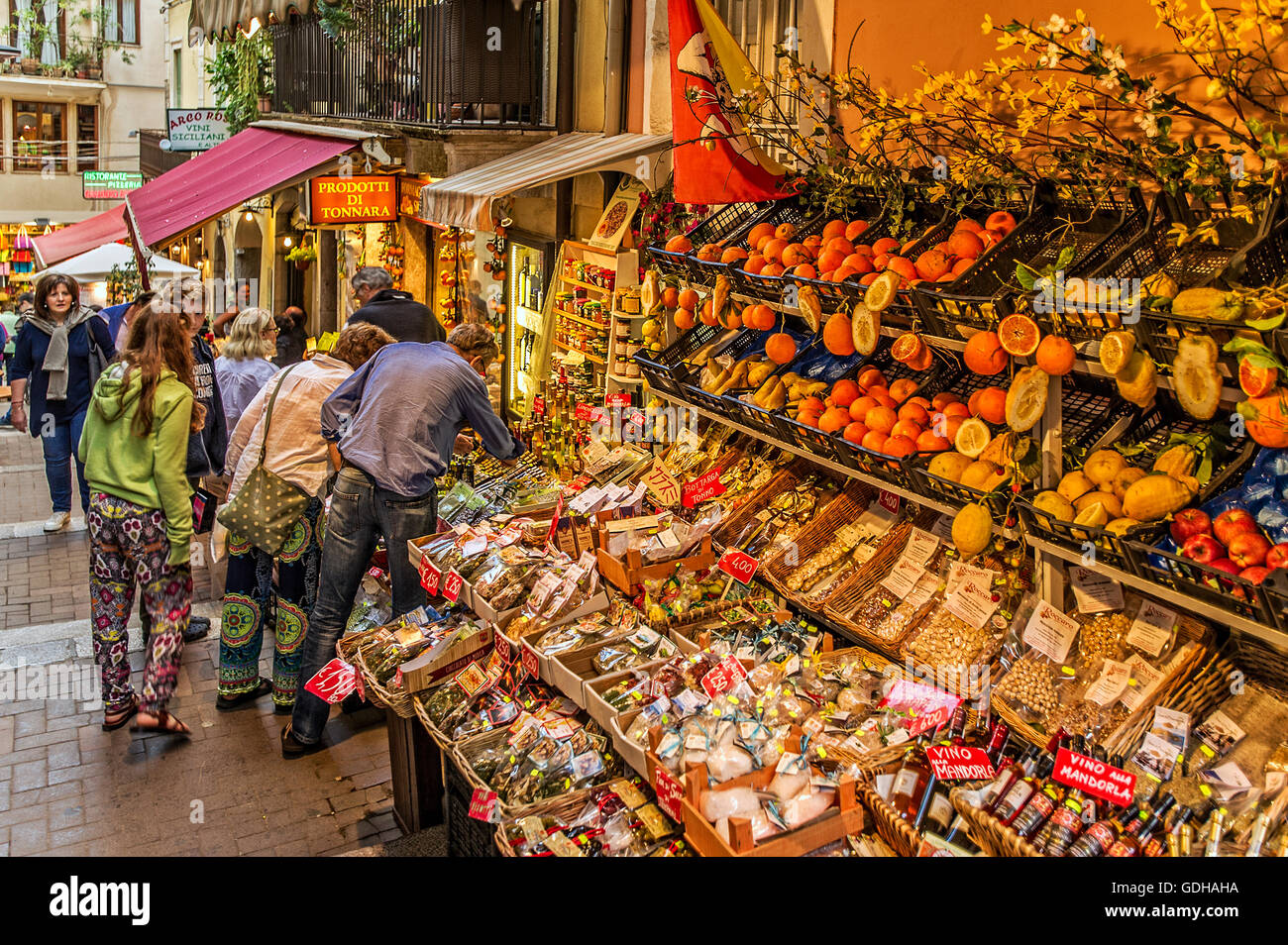 Italy Sicily Taormina shopping Stock Photo Alamy