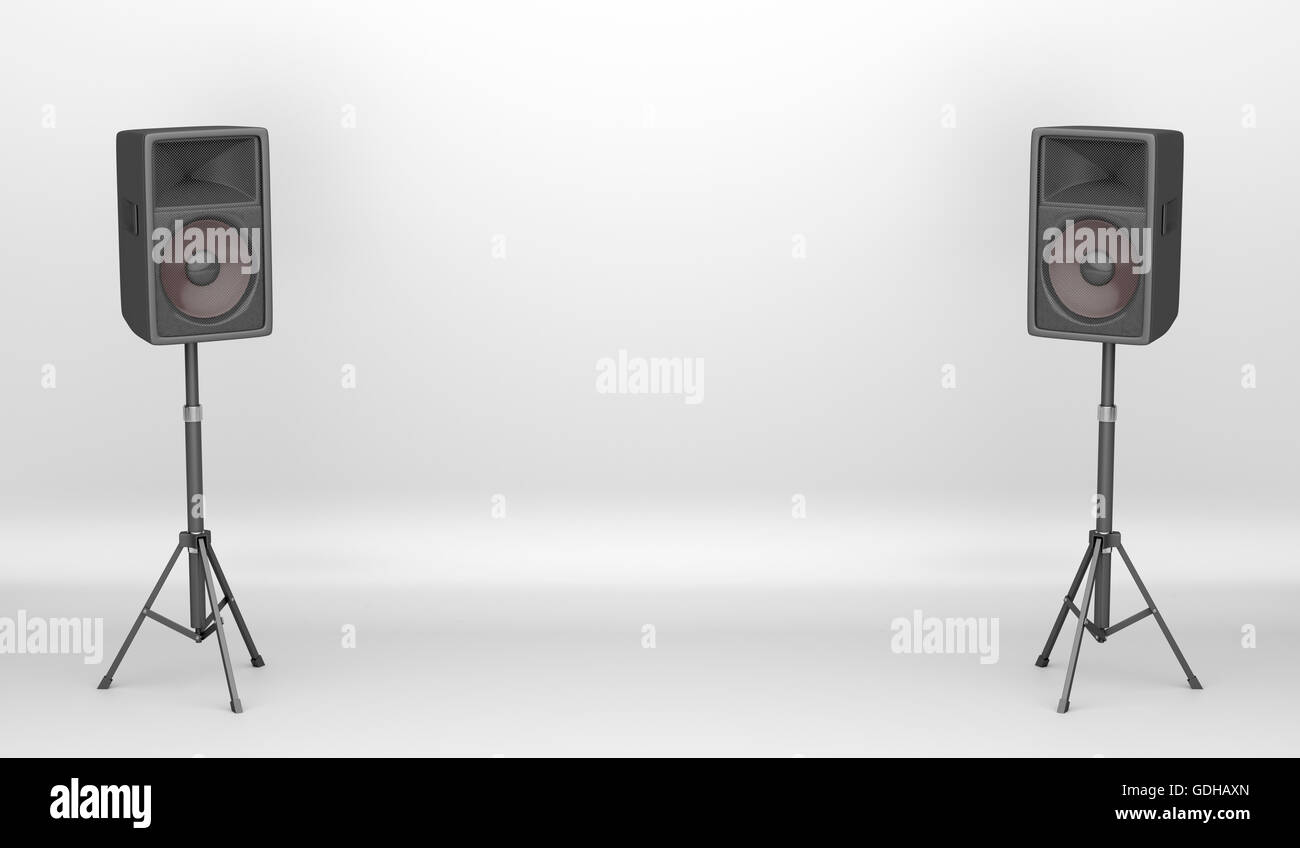 Empty concert stage with big stereo speakers Stock Photo - Alamy