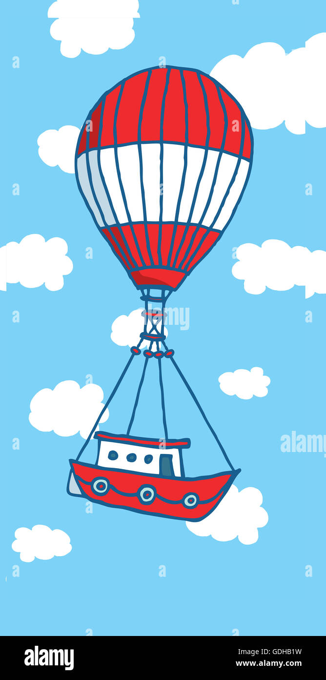Cartoon illustration of an exotic air vehicle transportation Stock Photo