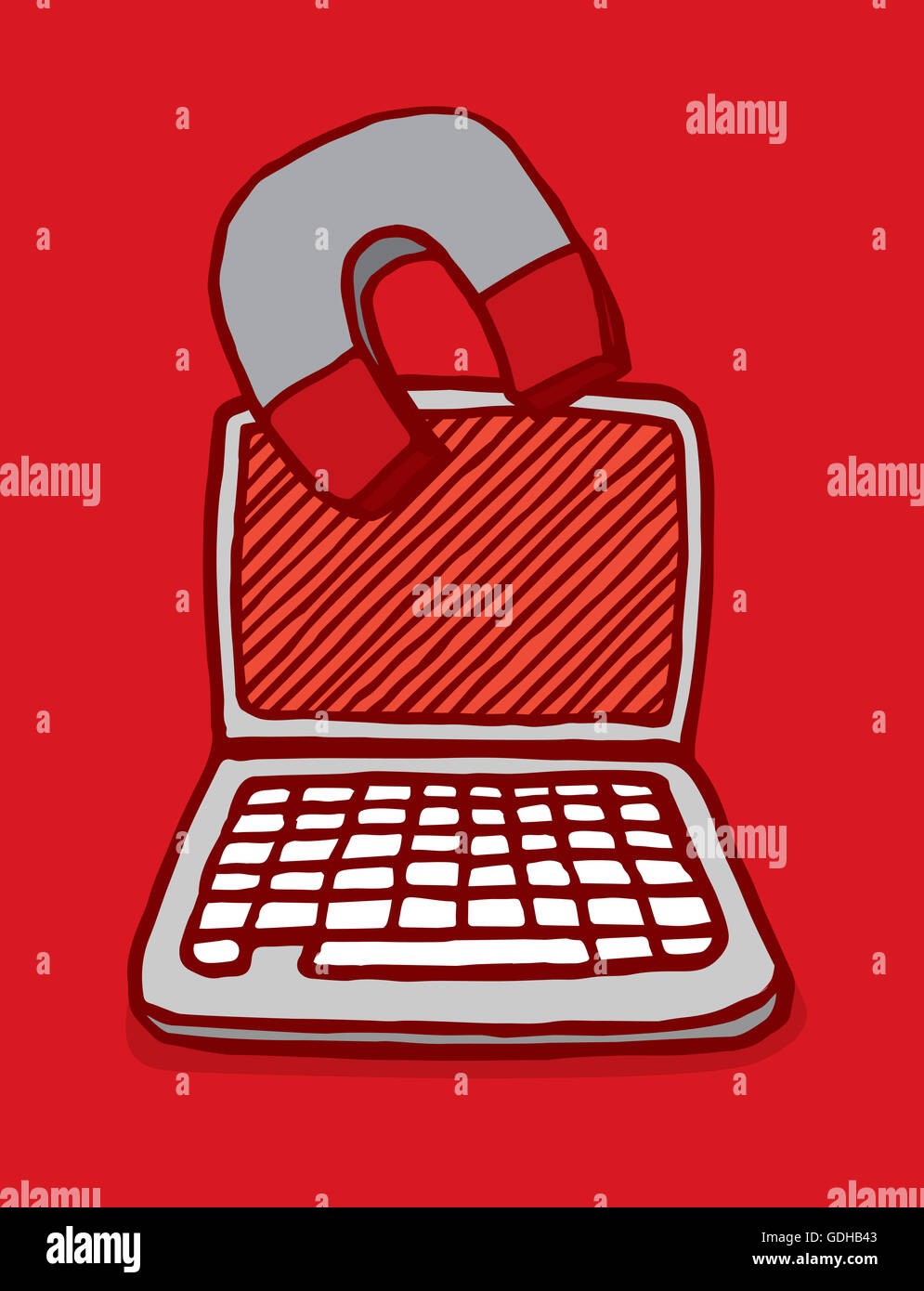 Cartoon illustration of a big ruining a computer Stock Photo Alamy