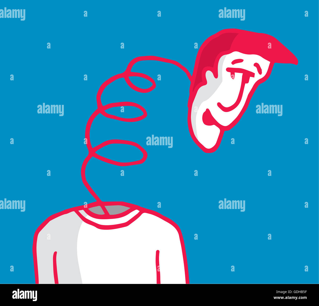 Cartoon illustration of a stressed out or crazy funny man Stock Photo
