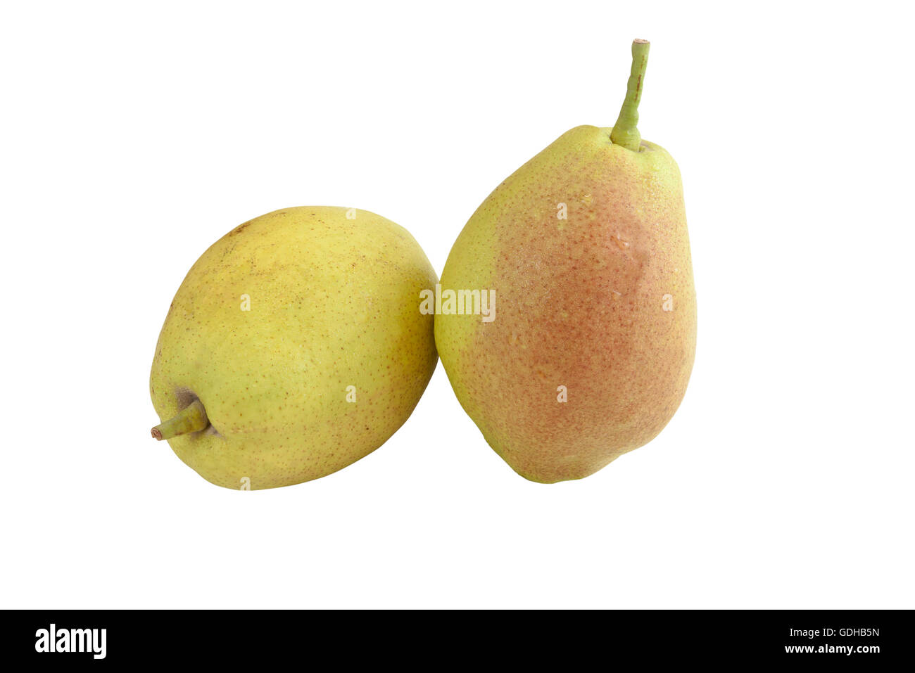 two Fragrant pears . sweet fragrant flavor and aroma on isolated white background and with work paths Stock Photo
