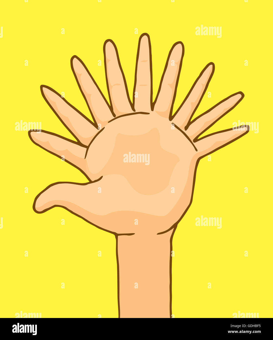 Cartoon illustration of funny hand with ten fingers Stock Photo Alamy