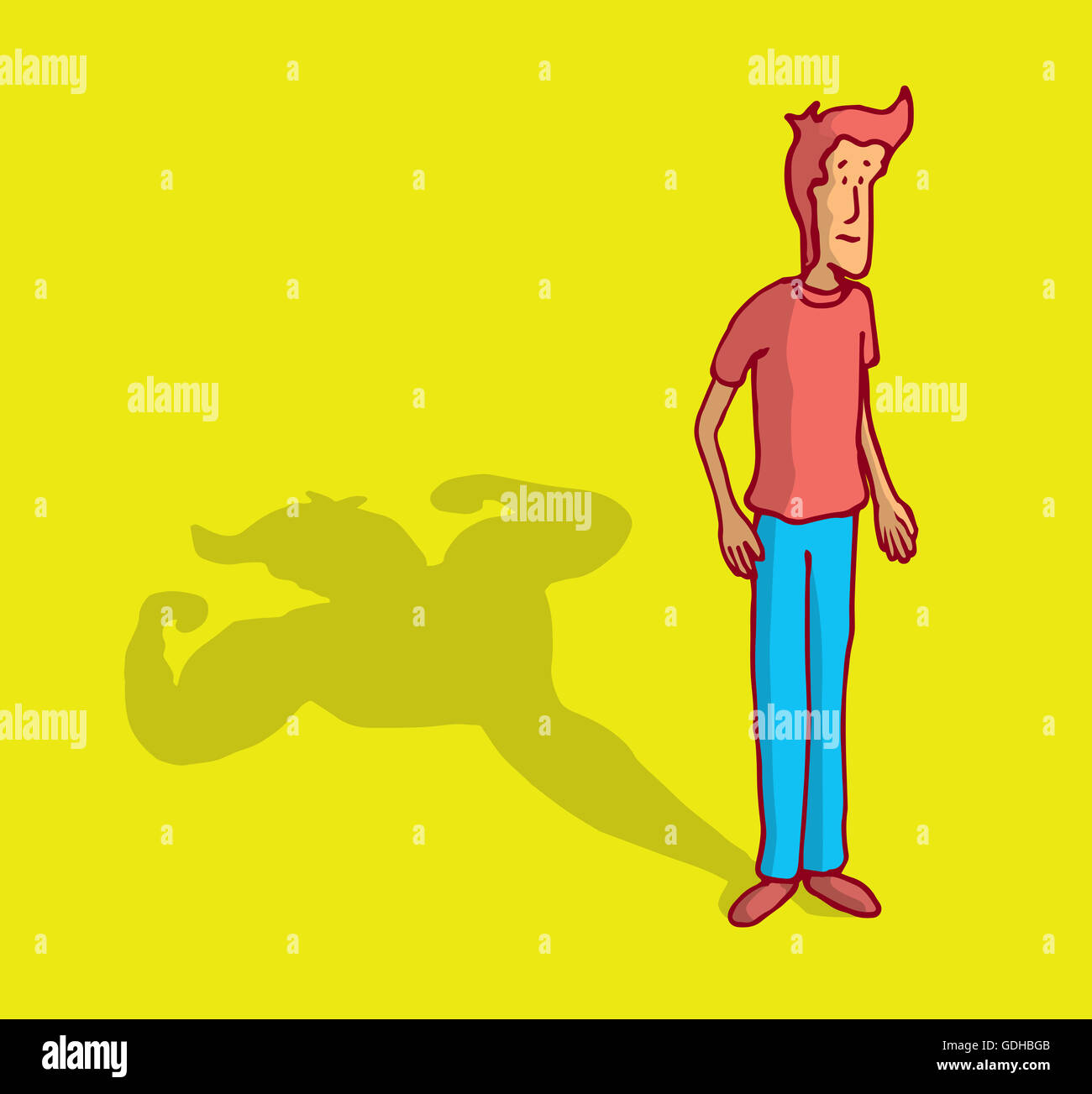 Cartoon Illustration Of Skinny Weak Man With Strong Bodybuilding Stock Photo Alamy