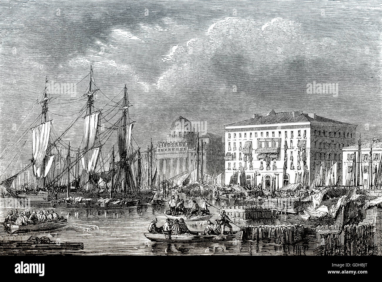 City- scape of Trieste, northeastern Italy,  18th century Stock Photo
