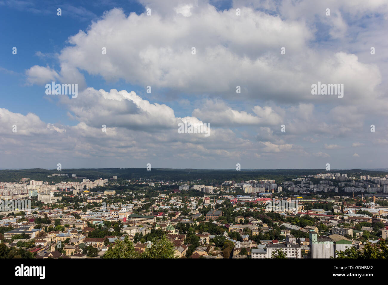 View from castle hill over Lviv, Ukraine Stock Photo