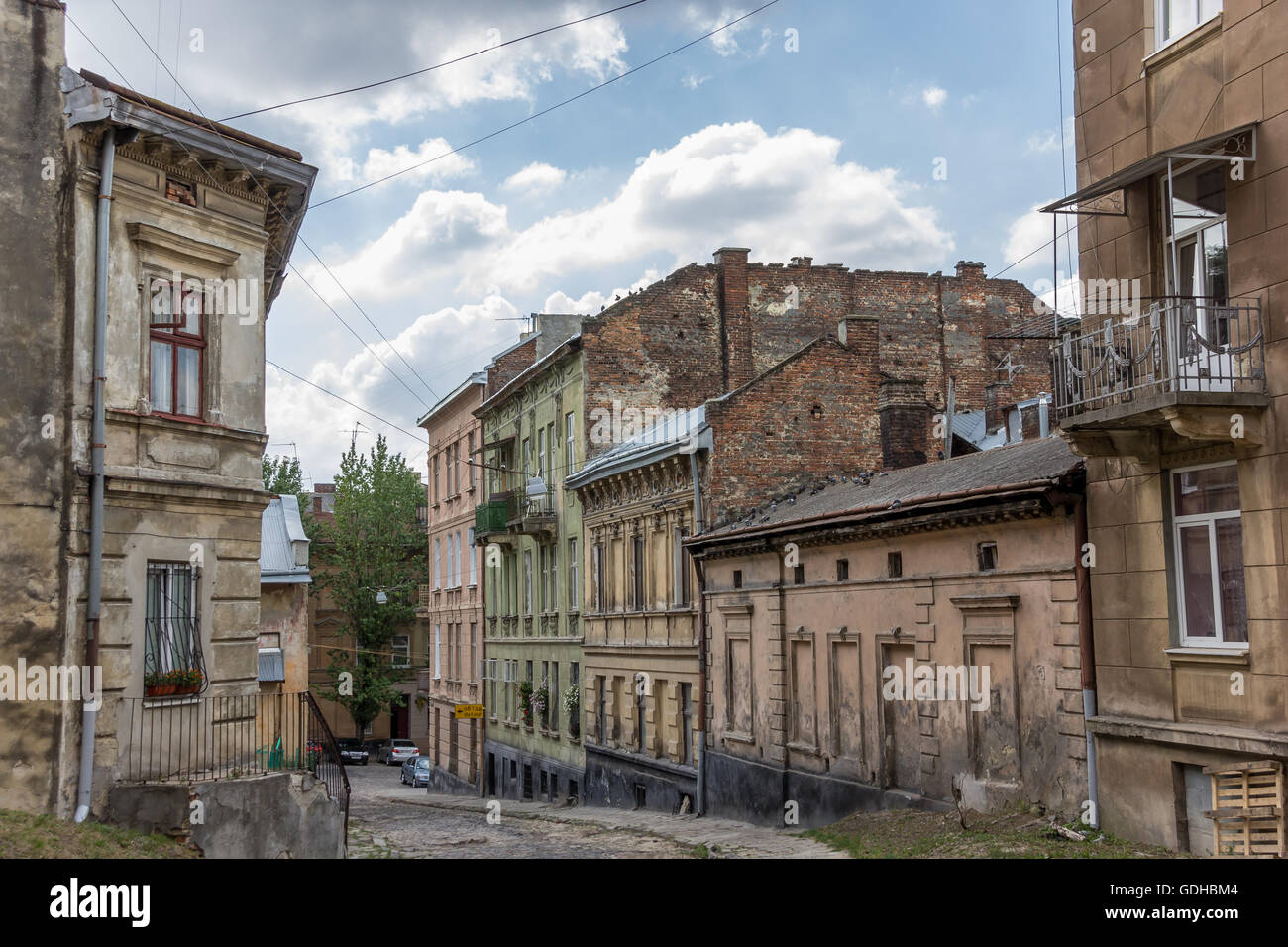 Old run down quarter of Lviv, Ukraine Stock Photo