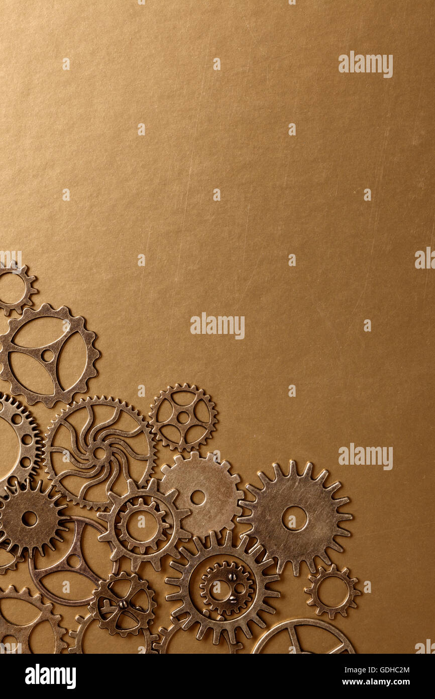 Copper gears background Stock Photo