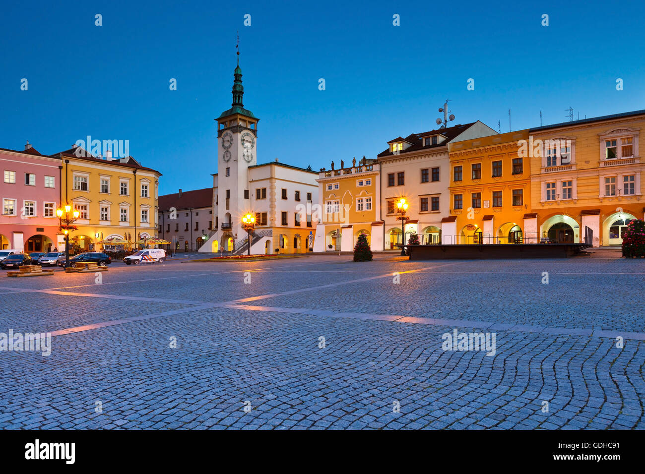 Town hall in the main square of Kromeriz city in Moravia, Czech