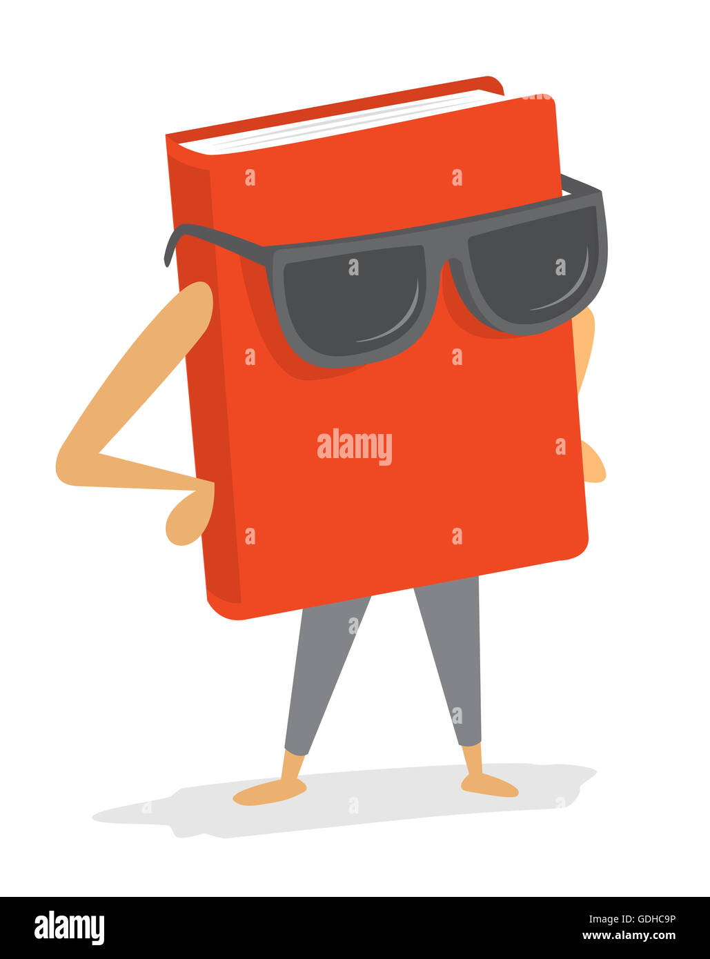 Cartoon illustration of cool red book or best seller wearing sunglasses Stock Photo