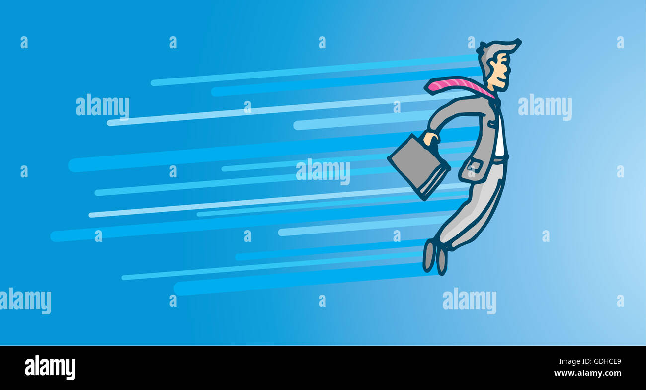 Flying Fast Cartoon Cartoon illustration of businessman flying in big fast career promotion ...