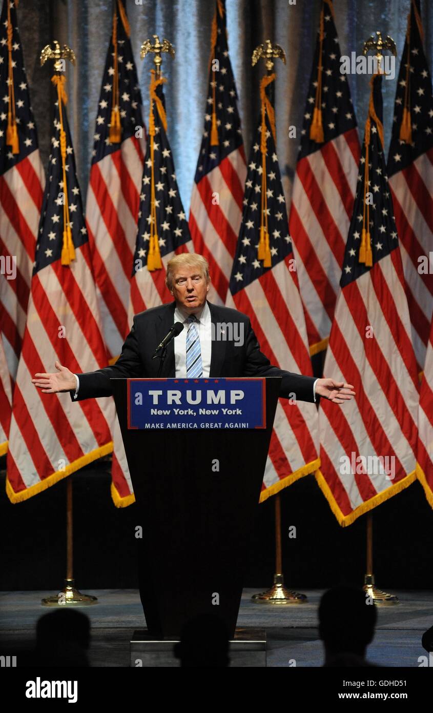 New York, NY, USA. 16th July, 2016. Donald Trump in attendance for Donald Trump Announces Governor Mike Pence as Vice Presidential Running Mate, New York Hilton Midtown, New York, NY July 16, 2016. Credit:  Kristin Callahan/Everett Collection/Alamy Live News Stock Photo